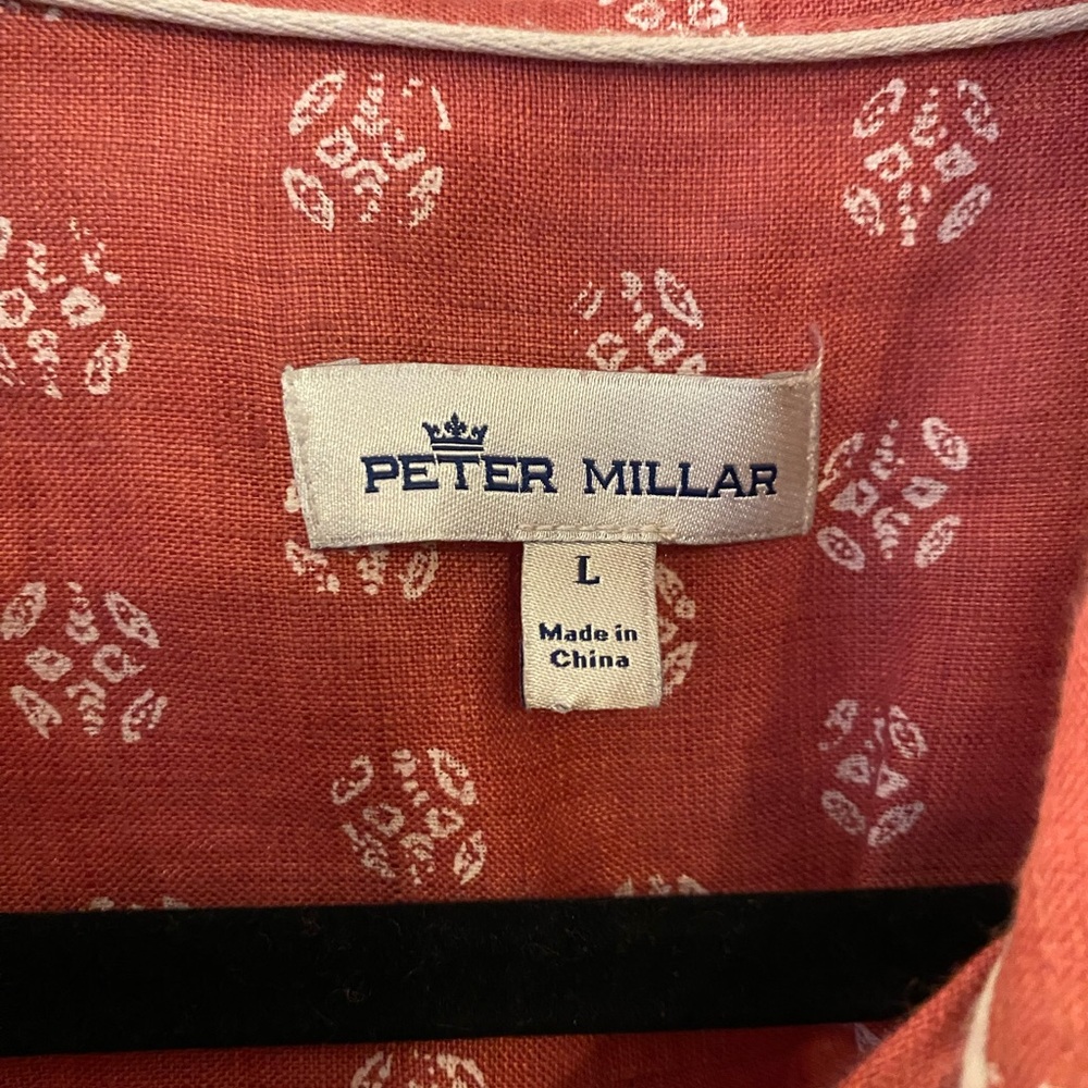 Peter Millar Large 100% Linen Coral Patterned Casual Shirt - Picture 3 of 4